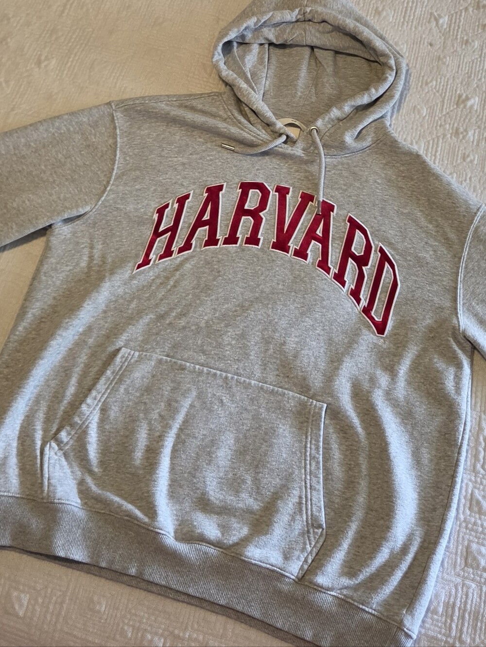 H&M Light Gray Harvard Hoodie, Size Medium
